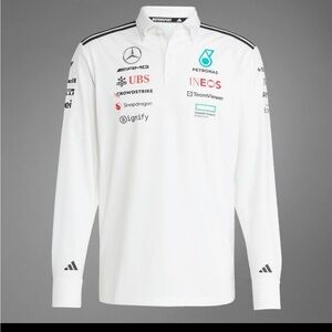 Adidas Mercedes AMG Petronas Formula 1 Team Polo Long Sleeve Shirt JX0757 new